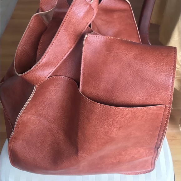 Navy Portfolio/Large hobo bag.Not genuine leather - Picture 7 of 9